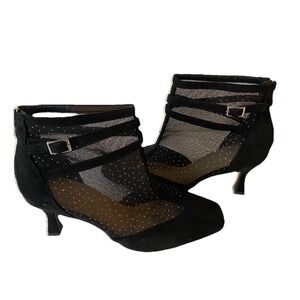 C Comfort Black Ankle Boots Heel Sz‎ 7 Whimsigoth Grung Sparkle festival